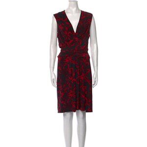Norma Kamali Sleeveless Floral Wrap Dress Black & Red Size S